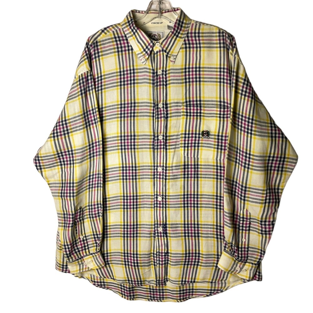 Cinch Men’s L Plaid Western Cowboy Shirt Long Sleeve Button Down Rodeo Style